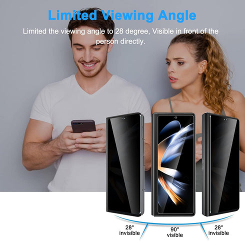LYWHL [2 Pack for Samsung Galaxy Z Fold 4 Privacy Screen Protector, Anti Spy Tempered Glass Front Protective Film for Galaxy Z Fold 4 5G 6.2 Inch, Anti Scratch Case Friendly Easy Install - Black