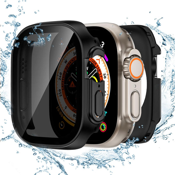 Tensea 2-in-1 Waterproof Case for Apple Watch Ultra 2, 49mm Protective PC Face Cover with Privacy Tempered Glass