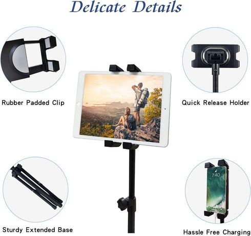Raking 360Rotating 5.5-12.9 Inch Tablet Floor Stand, Height Adjustable Cellphone Floor Stand with Tripod Mount