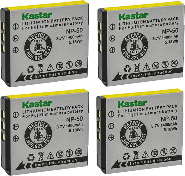 Kastar NP-50 Battery 4-Pack Replacement for Lectrosonics LB-50, SSM Transmitter, IFBR1B Receiver, 40117 Camera