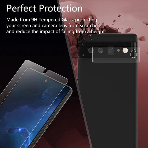 AACL 2 Pack Tempered Glass for Google Pixel 6, Screen Protector + Camera Lens Protector with Alignment