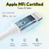 Overtime MFI Certified iPhone Lightning Cable, Portable Smart Charging USB A to Lightning Cord, 6ft (Pack of 2)