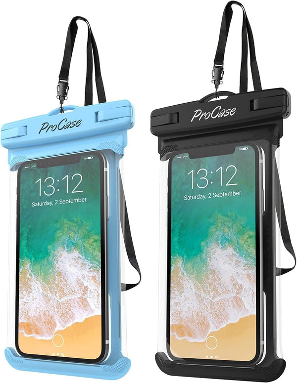 ProCase 2 Pack Waterproof Phone Pouch - Underwater Case Up to 7", Dry Bag for iPhone 15, Galaxy S24, Beach Essentials