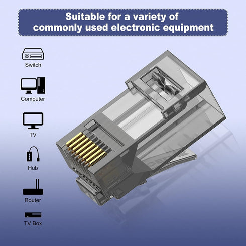 VCE 50-Pack CAT6 Connectors Pass Through, RJ45 Modular Plug 50u Gold Plated 8P8C for CAT6 CAT5E CAT5 Network
