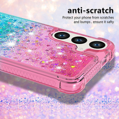 Samsung Galaxy S24 Case with Screen Protector, Luxury Glitter Bling Liquid Floating Cute Shockproof Slim Silicone Cover