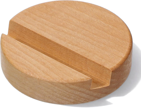 Larrel Round Wood Phone Stand, Sleek Round Single Slot Mobile Holder, Lightweight Kitchen