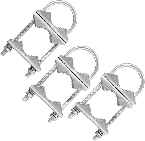Double Antenna Mast Clamp V-Jaw Bracket, Heavy Duty Pipe Mounting Hardware, 3 Sets for Outdoor Antenna
