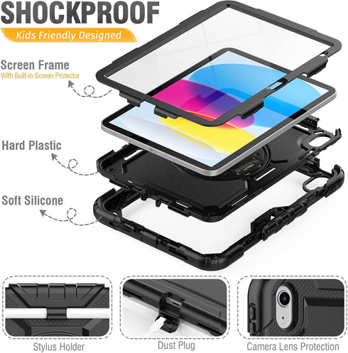 HXCASEAC A16, 11th 10th (A2969/A2757/A3354/A3355/A3356), Heavy Duty Case for iPad iPad Generation Case, with Screen