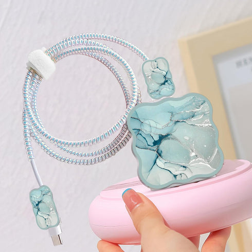 CameCosy DIY Phone Charger Cover Storage Sets, USB Earphone Wire Saver Cable Organizer with Travel Storage Bag, Soft