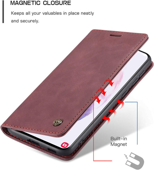 Kowauri Flip Case for Galaxy S21, Leather Wallet Case with Card Slot & Magnetic Closure for Samsung Galaxy S21 5G (Wine