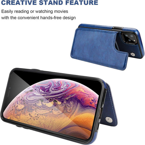 OT ONETOP Wallet Case for iPhone 11 Pro, PU Leather Kickstand with Card Holder, Double Magnetic Clasp, White