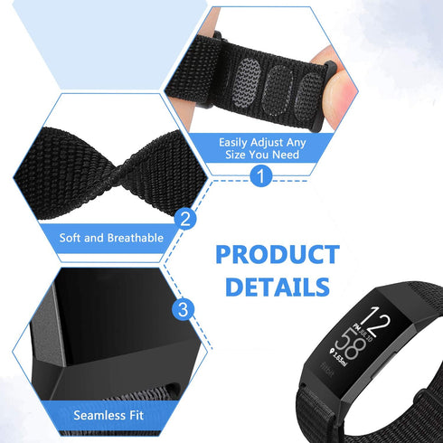 Nylon Watch Bands for Fitbit Charge 4/Charge 3/SE, Soft Replacement Breathable Sport Strap for Men Women