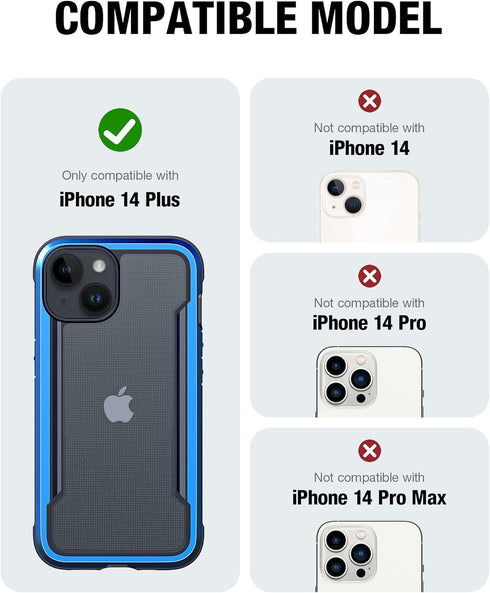 RAPTIC Shield Case for iPhone 14 Plus, Shockproof Clear Case, Military Grade 10ft Drop Tested, Durable Aluminum Frame,