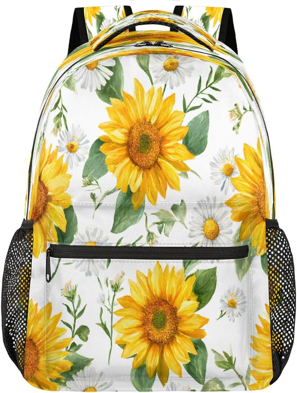 Wicewott Yellow Sunflower Bouquet Backpack for Women Men Large Capacity 18in Backpacks Waterproof