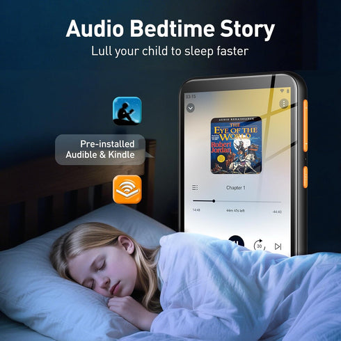 AGPTEK 80GB MP3 T07S 4'' 512GB, Player for Kids with Bluetooth and WiFi, Music Player with Parental Controls, Spotify