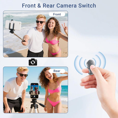 Voinap Phone Camera Remote Control for iPhone Android iPad with Zoom, Bluetooth Camera Remote Clicker with Front/Rear