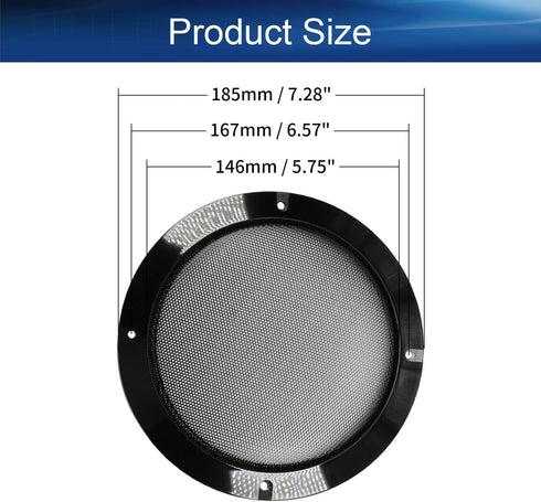 Heyiarbeit 2Pcs 6.5" Speaker Grill Cover, Round Metal Mesh Speaker Grills Guard Protector, Decorative Circle Black