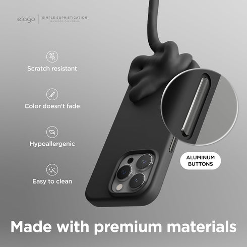 elago Magnetic Silicone Case for iPhone 15 Pro, 6.1 Inch Compatible with All MagSafe Accessories - Black