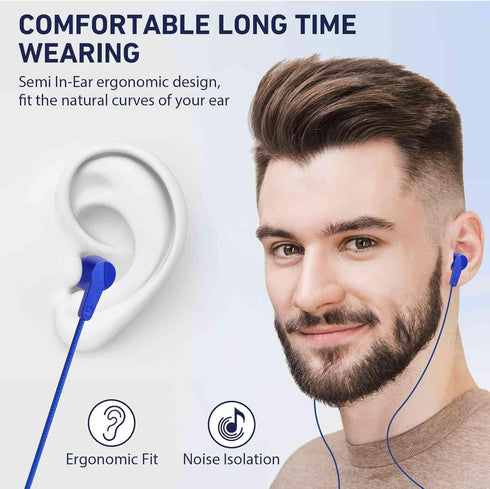 UrbanX R2 Wired in-Ear Headphones with Mic for Samsung Galaxy Tab A 8.0 (2019), Tangle-Free Cord, Noise Isolating