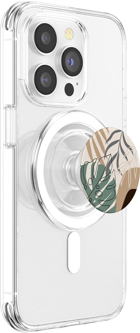 Tropical Botanical PopSockets MagSafe PopGrip - Beige Brown Exotic Minimalist Abstract for iPhone
