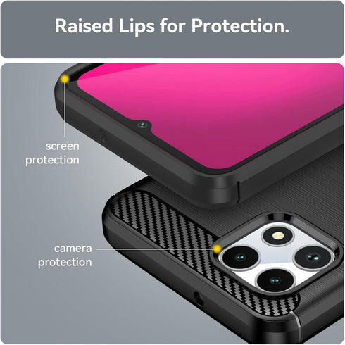 Osophter Shock-Absorption Flexible TPU Rubber Protective Cell Cover for T-Mobile Revvl 7 5G (Black)