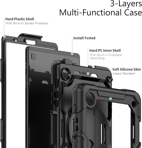 Samsung Galaxy Tab A7 Lite Case 8.7 (2021), Rugged Shockproof Kids Case with Screen Protector, Pencil Holder, Kickstand