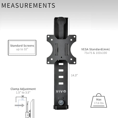 VIVO Black Office Cubicle Bracket VESA Monitor Mount Stand Hanger for 17 to 32 inch Screen (Mount-CUB1)