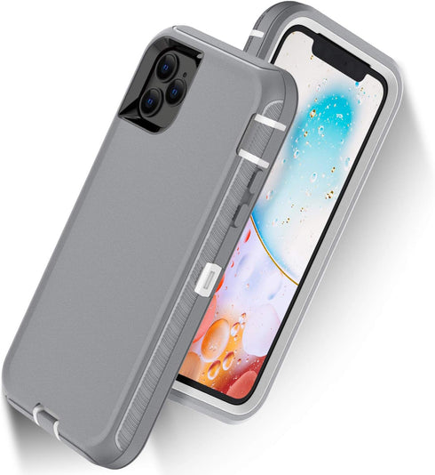 Defender Wallet Design with Hidden Back Mirror and Card Holder, Heavy Duty Protection Case for iPhone 11 Pro, Gray