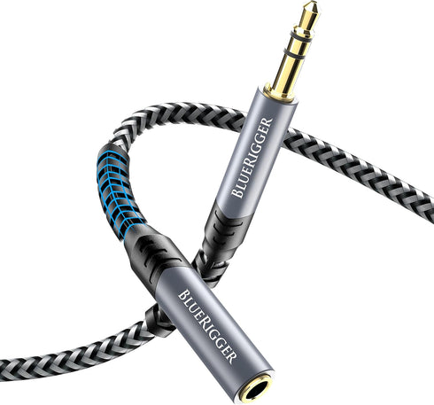 BlueRigger Headphone Extension Cable (3FT, 24K Gold Plated Jack, Hi-Fi Sound) Aux Cord for iPod, Laptops, Speakers