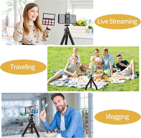Sensyne Phone Tripod, Flexible Cell Phone Tripod with Phone Holder and Wireless Remote, Mini Travel Tripod Stand, Compatible with All Cell Phones, Cameras
