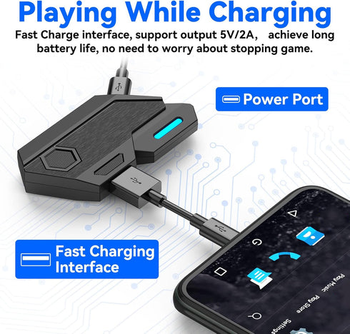 Wired Keyboard and Mouse Adapter for Mobile Games, Bluetooth 5.0 Gaming Mouse and Keyboard Converter for PUBG Mobile