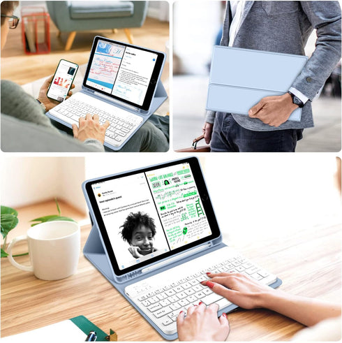 Kenke for iPad 6/5th Generation Case with Keyboard, 9.7 Inch 2018/2017 iPad Air 2/1, Detachable Wireless Keyboard, Blue