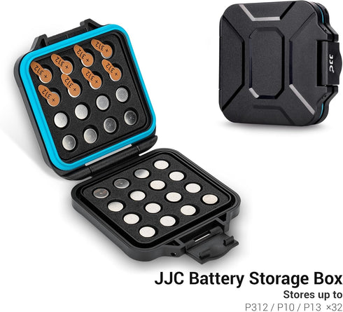 JJC 312 13 10 LR41 32x A312 Size312 P312 P13 P10 AG3, Size Battery Case Holder Storage, Water-Resistant Anti-Shock
