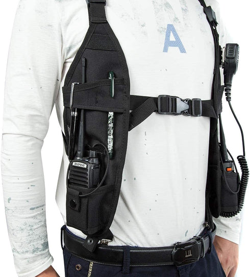 Radio Shoulder Harness Holster Chest Holder for Police Firefighter Two Way Radio