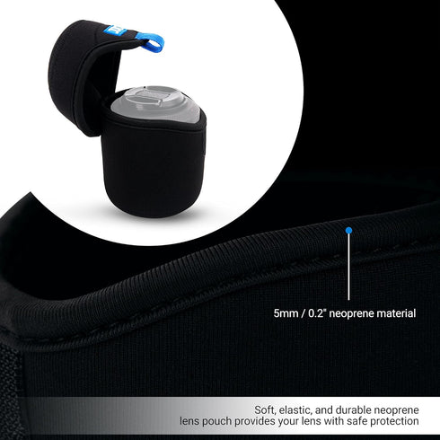 JJC Water Resistant Neoprene Camera Lens Pouch, Fold-Over Bag for Mirrorless Lenses Up to 3.1 x 3.1 for Sony, Canon,