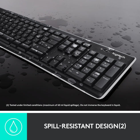Logitech K270 Wireless Keyboard for Windows, Full-Size 2.4 GHz with Number Pad and 8 Multimedia Keys (Black)