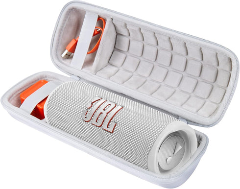 co2CREA Hard Travel Case Replacement for JBL Flip 6 FLIP 5 Waterproof Portable Bluetooth Speaker (White Case)