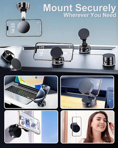 JingJinYY 2025 Vacuum Suction Magnetic Phone Holder, Upgraded Foldable and Retractable Magnetic Mount, A Movable Vacuum