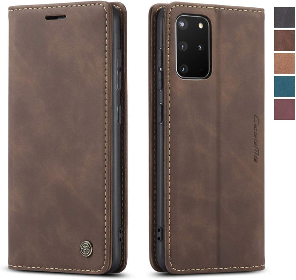 CaseMe Wallet Case for Samsung S20 5G - Card Holder Kickstand Magnetic Leather Flip Case (Coffee)