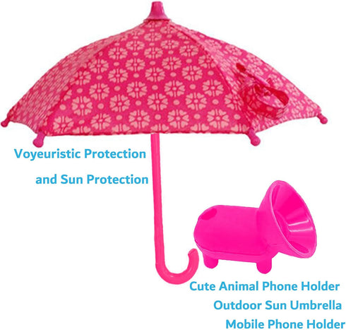 Phone Umbrella Suction Cup Stand – Umbrella for Phone with Universal Adjustable Piggy Phone Holder, Phone Umbrella for Sun, Outdoor Phone Sun Blocker, Phone Shade Cover