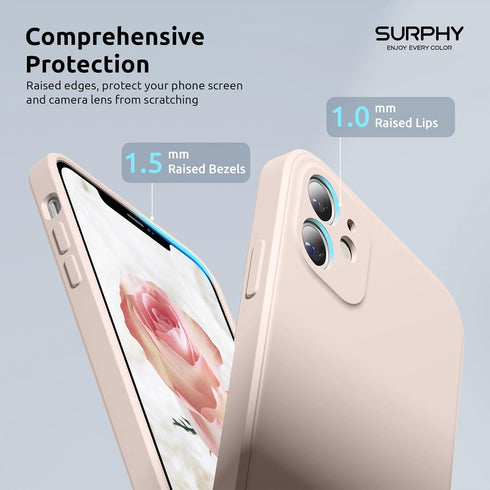 SURPHY iPhone 11 Case - Light Pink Liquid Silicone, Slim Design, Camera Protection, 6.1" for iPhone 11.