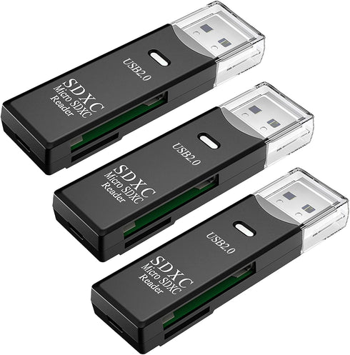 USB SD Card Reader for PC, 3 Packs Micro SD to USB Adapter, Wansurs Card Reader for Laptop