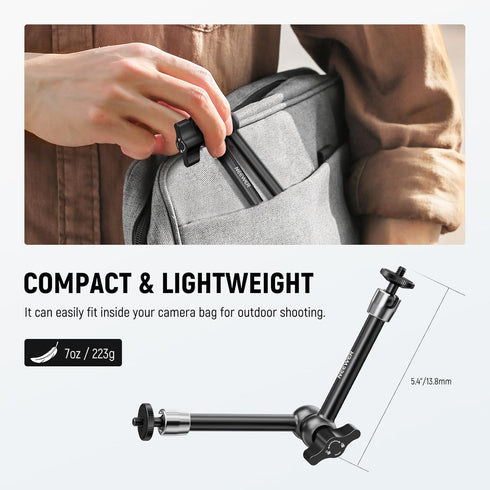 NEEWER 9.8"/25cm Adjustable Friction Magic Arm with 1/4" Screw, Compatible with SmallRig Cage, Flash, Microphone,