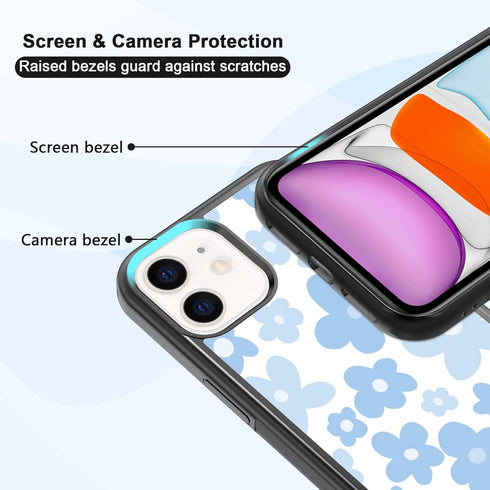 Light Blue Flower Phone Case Compatible with iPhone 11 6.1 Inch - Shockproof Protective TPU Cute Blue Floral iPhone Case Designed for iPhone 11 Case for Men Girls Women Boys (Bloom)