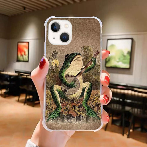 Frog Playing Guitar Case for iPhone 15, Trendy Cool Music Design for Teens, Women & Men