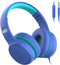Gorsun A66 Kids Headphones - Foldable, Adjustable, Over-Ear, 85dB/94dB Volume Limit, HD Mic, Audio Sharing, Blue.