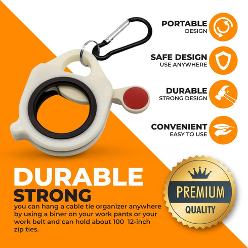 pugdodo ZIP TIE ORGANIZER (2PCS) - Reusable Light Plastic Cable Tie Holder for Simple Use without Unnecessary Waste