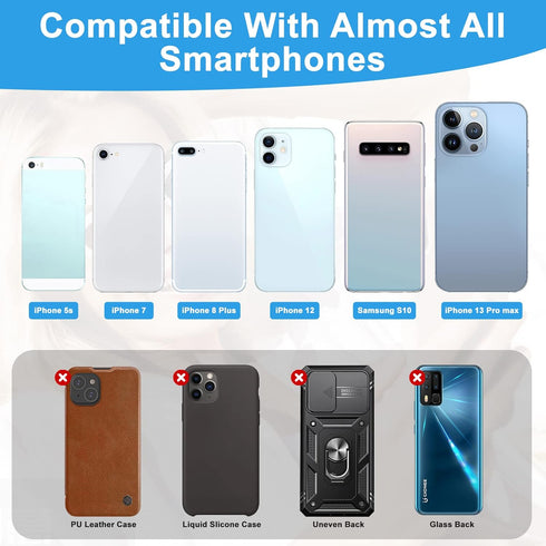 SHANSHUI Phone Card Holder, Silicone Ultra Slim Phone Wallet Stick on Credit Card Holder for Cell Phone, Compatible