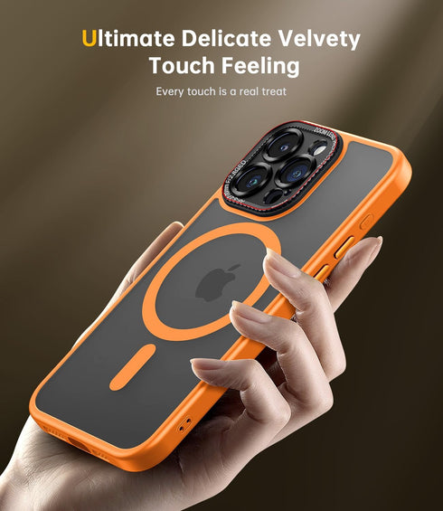JUESHITUO iPhone 15 Pro Case, Orange, 6.1", Mil-Grade Shockproof, Translucent Matte, MagSafe & Camera Lens Protection.