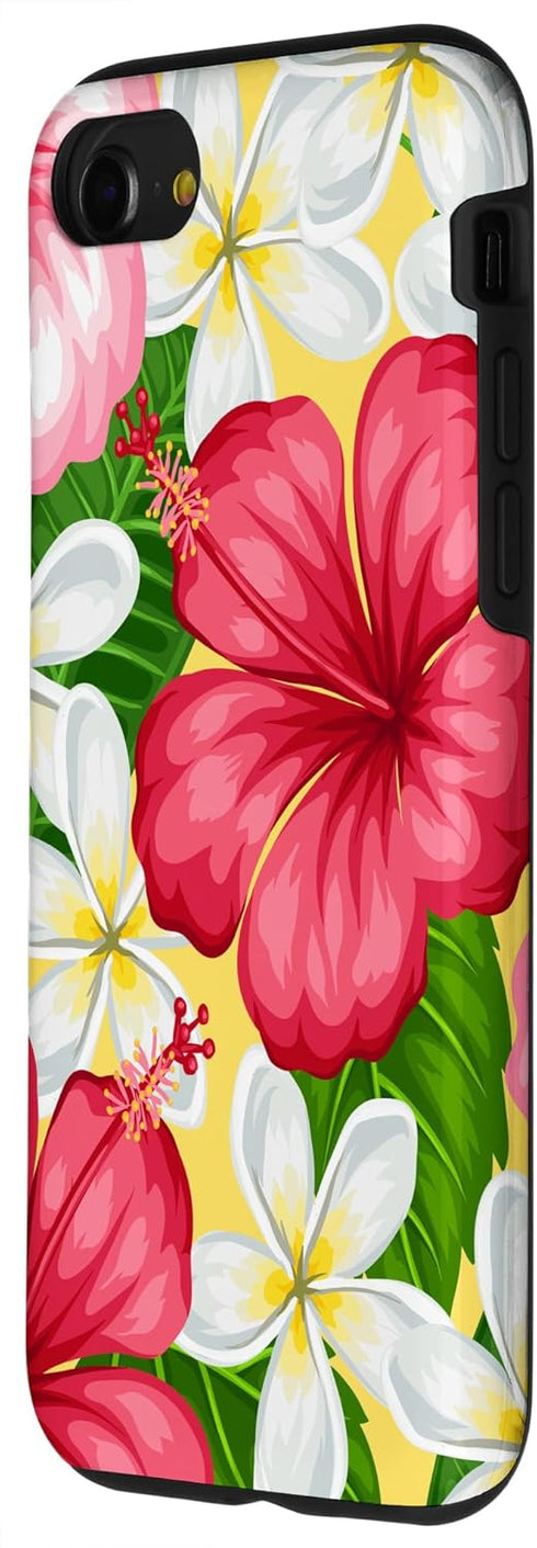 iPhone SE (2020) / 7 / 8 Hawaiian Tropical Phone Case Yellow Red Hibiscus Plumeria Case